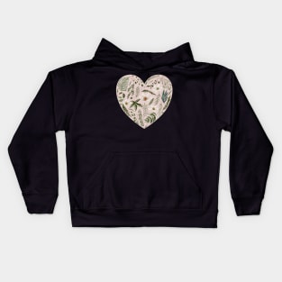 Floral Leaves Heart Pink Blush Kids Hoodie